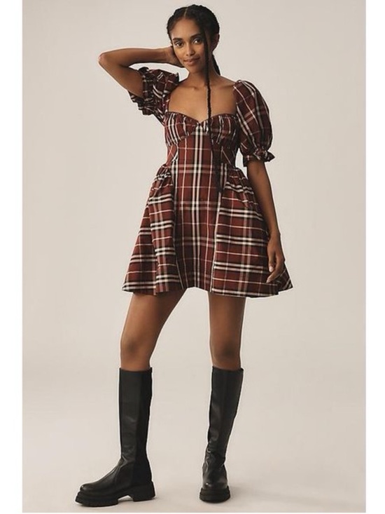 Anthropologie Dresses & Skirts - Anthropologie Maeve tartan plaid mini babydoll dress XS